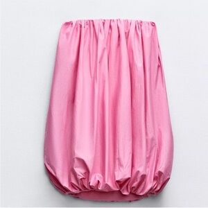 Zara Pink Women's Dress Strapless Balloon Hem